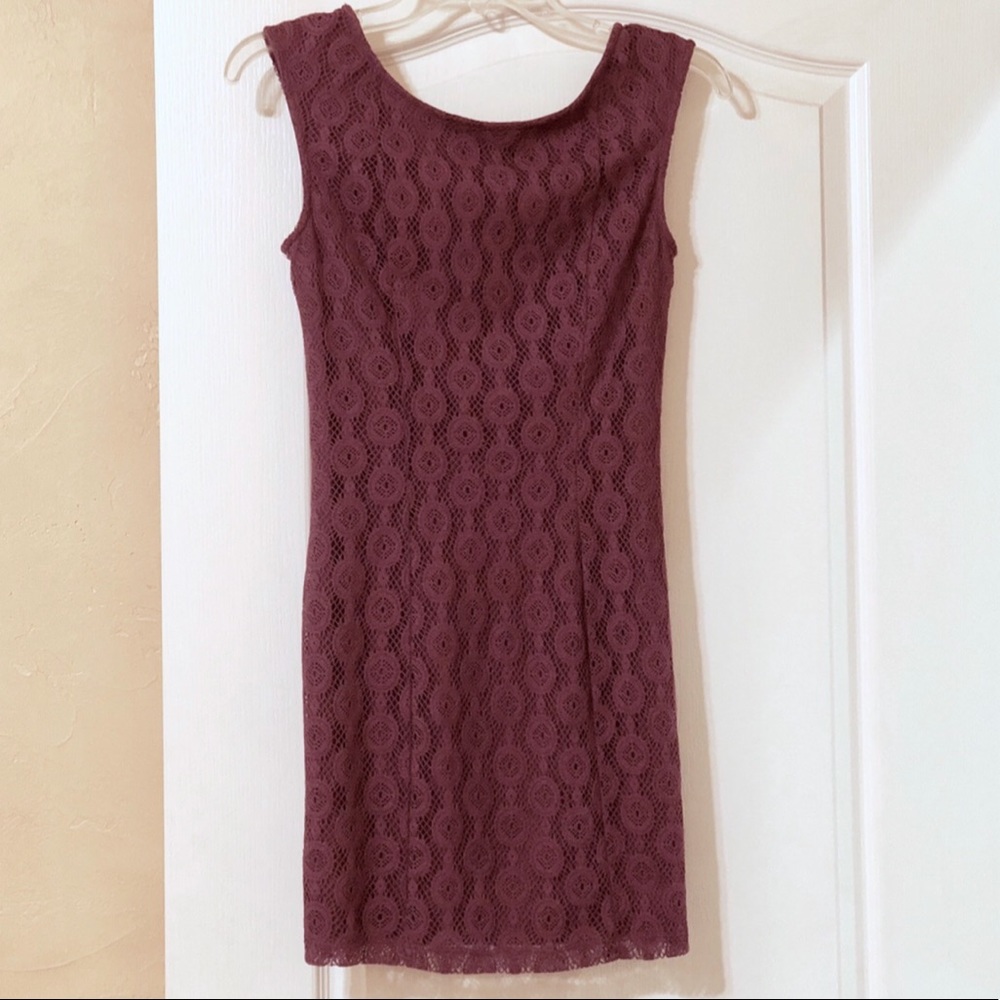 Forever 21 Purple Backless Crochet Knit Mini Dress